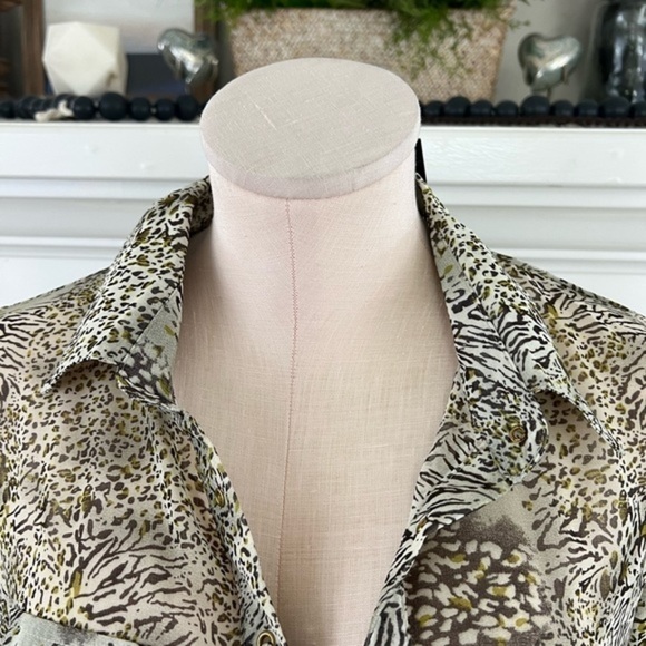 Bcbgmxazria Sheer Long Sleeve Blouse With Mini Zebra Print - Picture 5 of 16